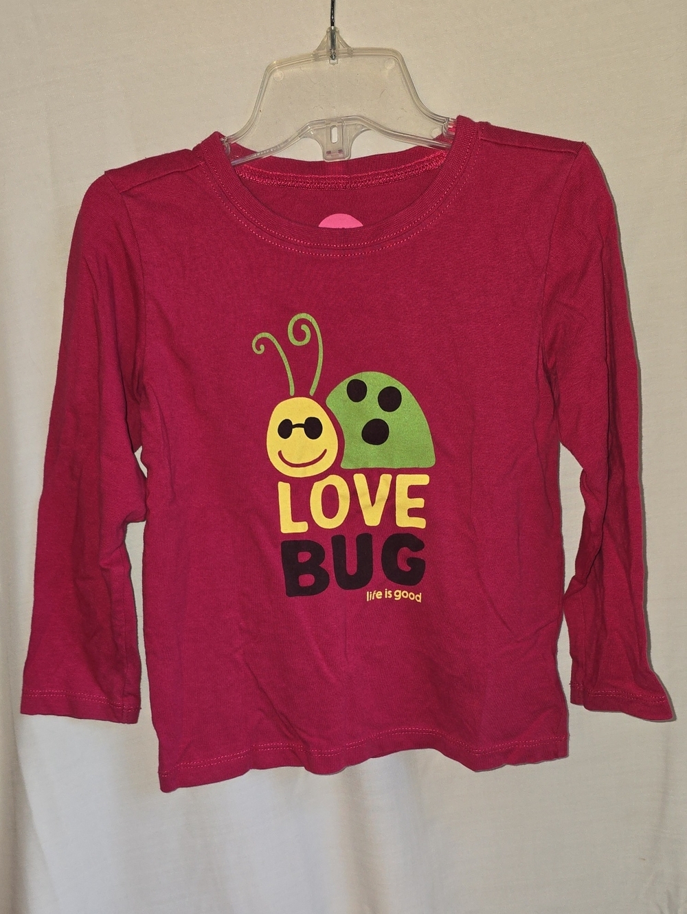 Life Is Good Kids Long-Sleeve Love Bug Tee - Magenta & Green